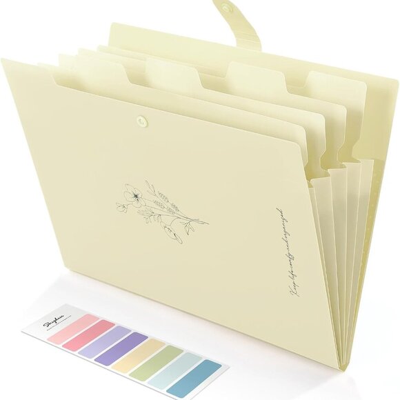 Expanding File Organizer with 5 Pockets, Accordion File Folders with Labels, Por - Picture 1 of 7